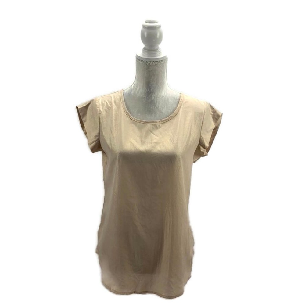 Chico’s‎ Elegant Metallic Gold Blouse Side Slits S